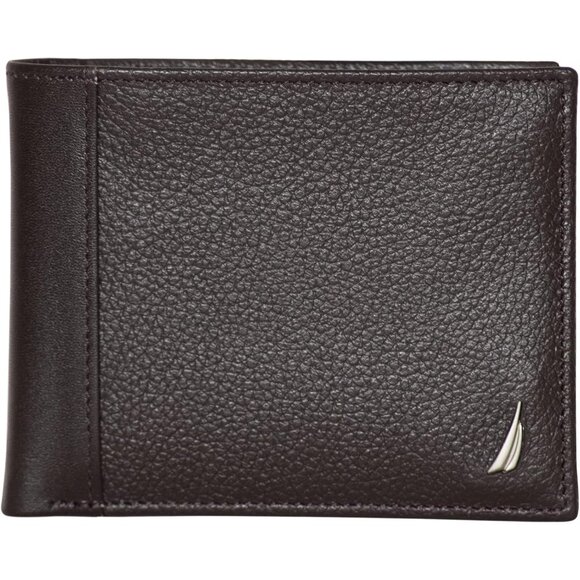 Nautica Men's Bifold Leather Wallet Brown RFID Blocking ID Window Card Slots - Picture 1 of 5